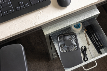 Logo trade promotional merchandise photo of: Aervina RCS recycled plastic re-chargeable desk fan