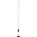 Anser recycled plastic smartphone lanyard with 27W 5-in-1 built-in cable, Royal blue