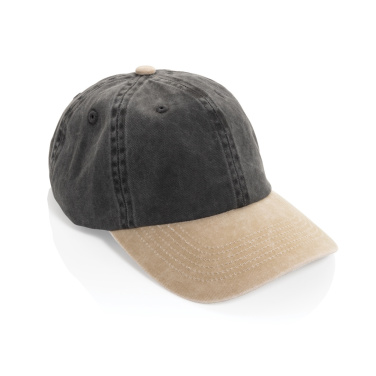 Logo trade promotional gifts image of: BEAU AWARE™ Washed 6 panel 270gsm cotton twill two tone cap