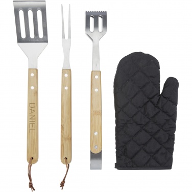 Logotrade reklaamkingi foto: Gril 3-osaline BBQ tööriistade komplekt ja kinnas 