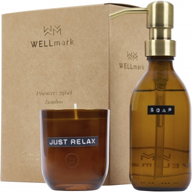 Logo trade reklaamkingid foto: Wellmark Discovery 200 ml käteseebi dosaator ja 150 g lõhnaküünla komplekt - bambuse lõhn