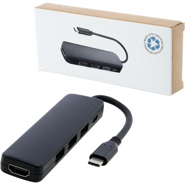 Logo trade firmakingituse pilt: Loop RCS taaskasutatud plastist multimeediumiadapter USB 2.0-3.0 HDMI-pordiga