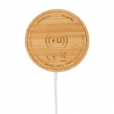 Logo trade reklaamkingituse pilt: 10 W bambusest magnetiline juhtmevaba laadija