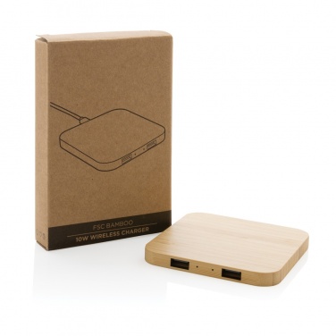 Logotrade ärikingid pilt: Bambusest 10 W juhtmevaba laadija USB-ga