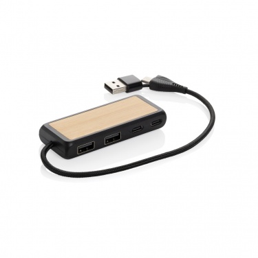 Logotrade ärikingituse foto: Link RCS-i taaskasutatud plastist ja bambusest kahe sisendiga USB-jaotur