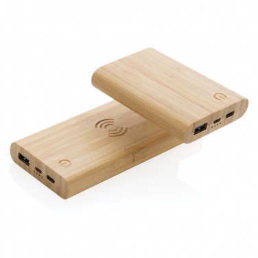 Logotrade reklaamtoote foto: Bambusest 8000 mAh 5W juhtmevaba akupank