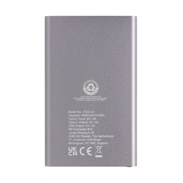 Logo trade ärikingitused foto: RCS-i taaskasutatud plastist/alumiiniumist 4000 mah C-tüüpi akupank