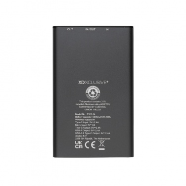 Logotrade ärikingituse foto: Terra RCS taaskasutatud alumiiniumist 5000 mAh akupank 5W juhtmevaba