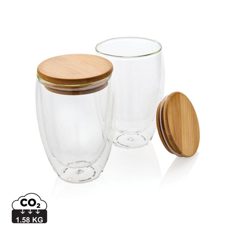 Logotrade reklaamtooted pilt: Klaaside komplekt bambusest kaanega 350 ml