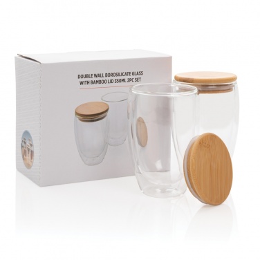 Logo trade firmakingituse pilt: Klaaside komplekt bambusest kaanega 350 ml