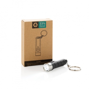 Logotrade ärikingi foto: Globix RCS taaskasutatud plastist USB taaslaetav võtmehoidja taskulamp