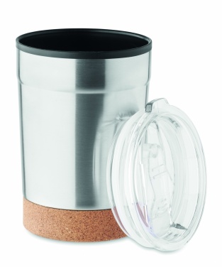 Logotrade reklaamkingituse foto: Topeltseinaga termoskruus, 300 ml, korgist alusega