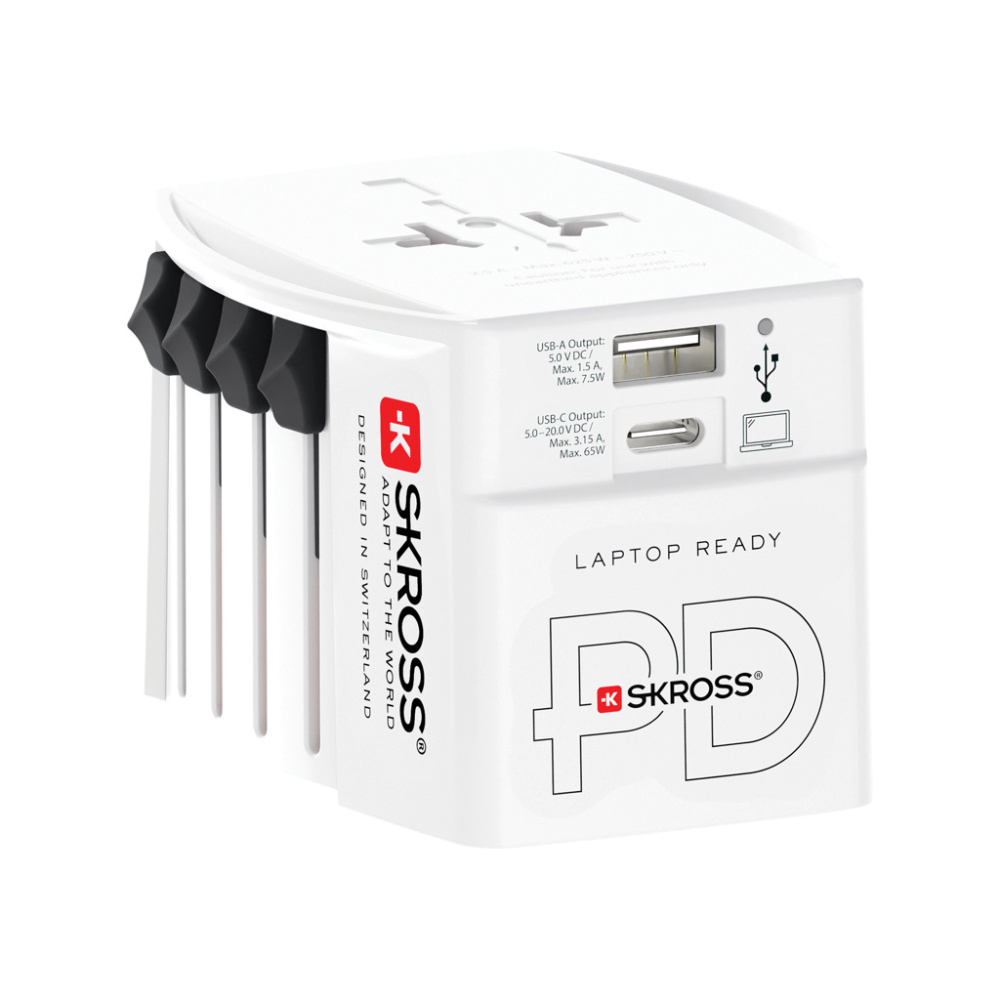 Logo trade firmakingitused foto: SKROSS World Travel Adapter MUV 65W PD USB C kaabliga