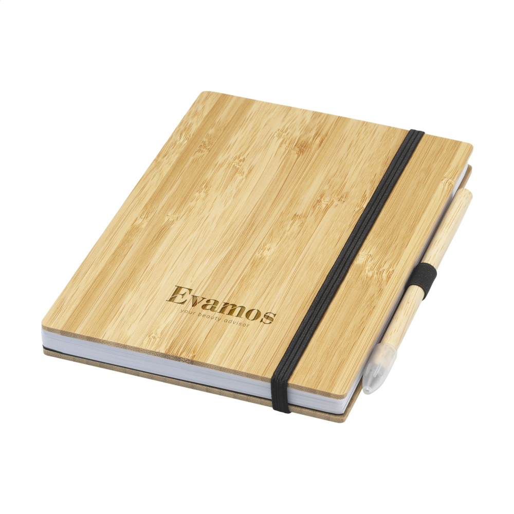 Logotrade ärikingituse foto: BambooPlus paberist märkmik A5 – tindivaba pliiats