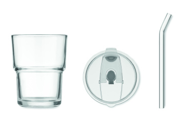 Logotrade reklaamkingid pilt: SIP klaasist joogitops kõrrega 400ml
