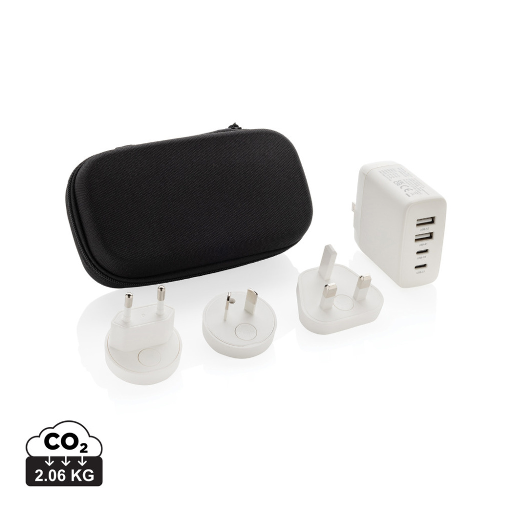 Logotrade ärikingid pilt: TravelCharge Pro RCS plastikust reisilaadija USB C-ga
