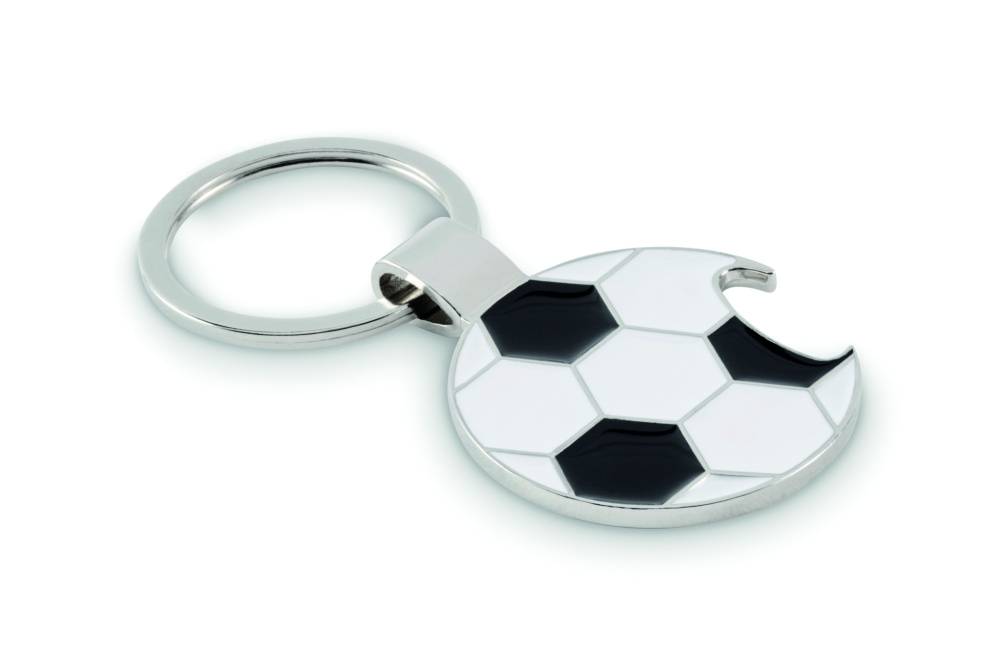 Logo trade meene pilt: OPEN GOAL jalgpallikujuline võtmehoidja pudeliavajaga