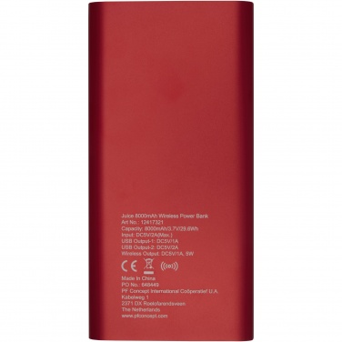 Logo trade liikelahja mainoslahja tuotekuva: Juice 8000 mAh:n langaton varavirtalähde