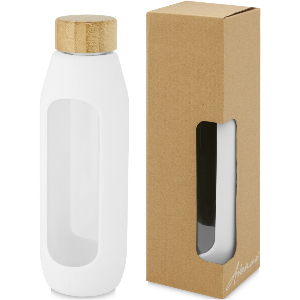 Logotrade liikelahjat mainoslahjat tuotekuva: Tidan 600 ml:n borosilikaattilasipullo silikonisuojalla