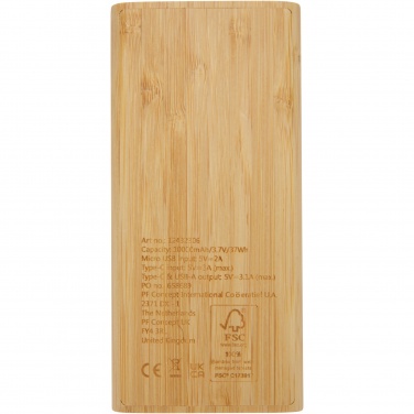 Logotrade mainoslahja tuotekuva: Tulda-varavirtalähde, 10,000 mAh, bambua