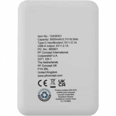 Logo trade mainostuote kuva: Asama 5 000 mAh:n Type-C-varavirtalähde kierrätetystä muovista