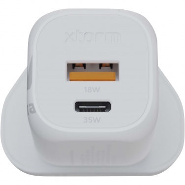 Logo trade mainoslahja kuva: Xtorm XEC035 GaN² Ultra 35 W seinälaturi – Iso-Britannian pistoke