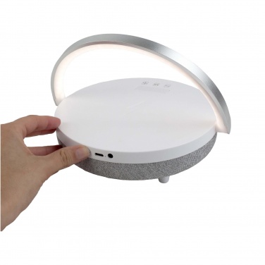 Logo trade mainostuote kuva: Prixton 10 W:n 4-in-1-Bluetooth®-kaiutin LED-valolla ja langattomalla latausalustalla