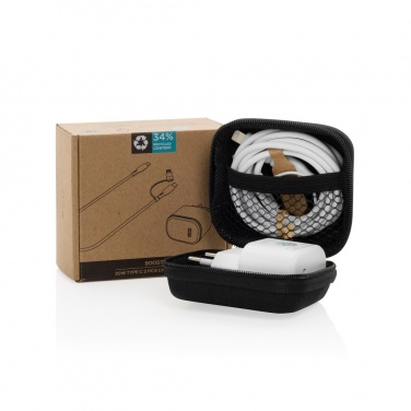 Logotrade liikelahja mainoslahja kuva: Boost RCS kierrätetty PET 20W USB-C 2 kpl lataussetti