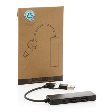 Logo trade liikelahja kuva: RCS USB hub tuplaliitännällä kierrätetystä muovista