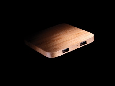 Logo trade liikelahjat tuotekuva: 10W bambuinen langaton laturi USB:llä