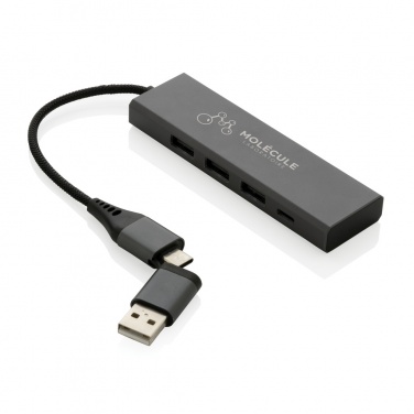 Logotrade liikelahja mainoslahja kuva: Terra RCS alumiininen USB-hub 3 portilla
