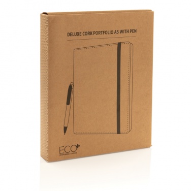 Logo trade mainostuote kuva: Deluxe korkki portfolio A5 kynällä