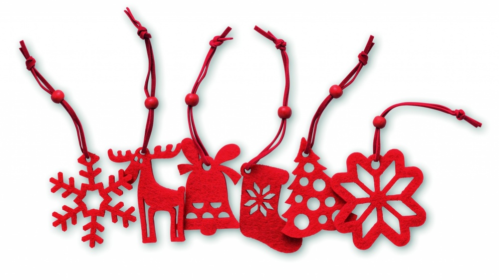 Logo trade mainoslahja ja liikelahja tuotekuva: Set of 6 felt tree hangers
