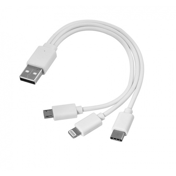 Logotrade mainoslahja tuotekuva: 3 in 1 USB-kaapeli tyyppi c + micro USB + lightning