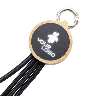 Logo trade liikelahjat tuotekuva: 4-in-1-kaapeli, jossa on valaistu logo puukotelossa, LH-ZMU05