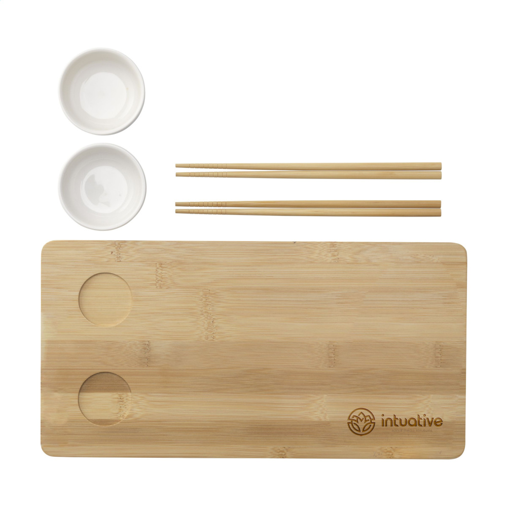 Logo trade mainoslahjat tuotekuva: Temaki Bamboo Sushi Tray lahjasetti