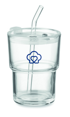 Logo trade liikelahjat mainoslahjat kuva: Lasipullo pillillä 400ml