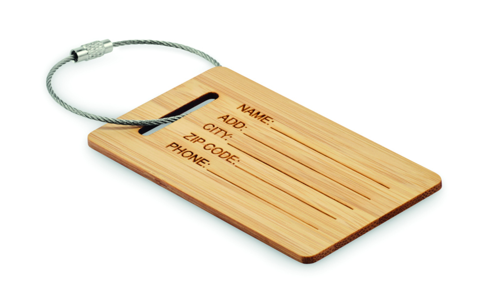 Logo trade mainoslahja ja liikelahja tuotekuva: Bambuinen matkalaukkutagi