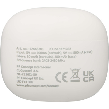 Logotrade mainostuote tuotekuva: Alterf kierrätysmuovista valmistetut langattomat True Wireless Bluetooth® -kuulokkeet silikonisilla korvasovittimilla