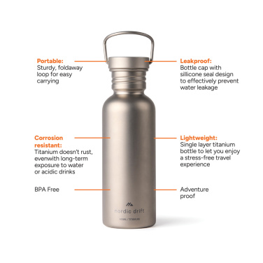 Logotrade liikelahjat kuva: Nordic Drift Trail -ultrakevyt titaanijuomapullo 600 ml