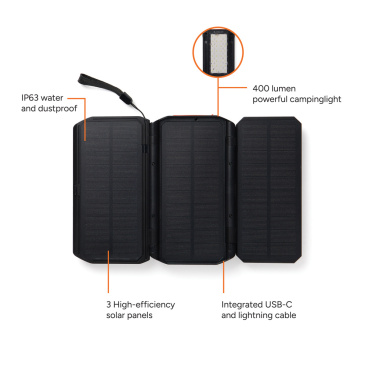 Logotrade Ideja dāvanas foto: Nordic Drift Titan 10.000mAh saules enerģijas lādētājs ar 3 paneļiem