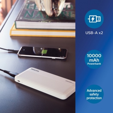 Логотрейд pекламные cувениры картинка: Тонкий внешний аккумулятор Philips емкостью 10 000 мАч