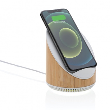 Логотрейд pекламные подарки картинка: Акустическая система Ovate Bamboo мощностью 5 Вт с беспроводным зарядным устройством мощностью 15 Вт