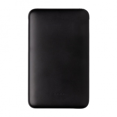 Logotrade reklamprodukter bild: 5.000 mAh powerbank i fickformat med integrerade kablar