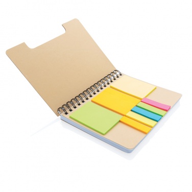 Logotrade profilprodukter bild: A5 Kraft spiralbunden anteckningsbok med sticky notes