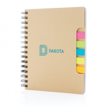 Logotrade reklamprodukter bild: A5 Kraft spiralbunden anteckningsbok med sticky notes