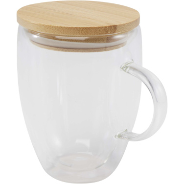 Logotrade reklamprodukter bild: Leona 350 ml glasmugg med bambulock
