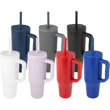 Logotrade reklamprodukter bild: Brady 900 ml RCS-certifierad isolerad mugg med silikonsugrör
