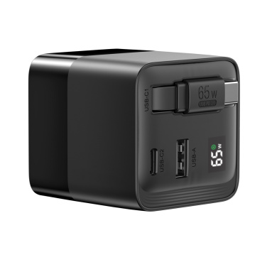 Logotrade profilprodukter bild: Urban Vitamin Mendocino 65W GaN-laddare med utdragbar kabel