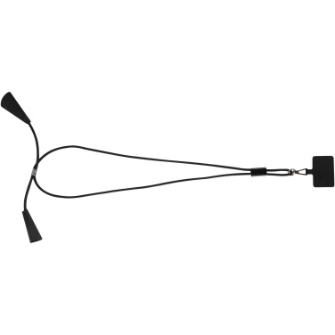 Logotrade kampanjprodukter bild: Funi nyckelband för smartphone av återvunnen plast med inbyggd datasynkroniseringskabel och 100 W snabbladdande 5-i-1-kabel